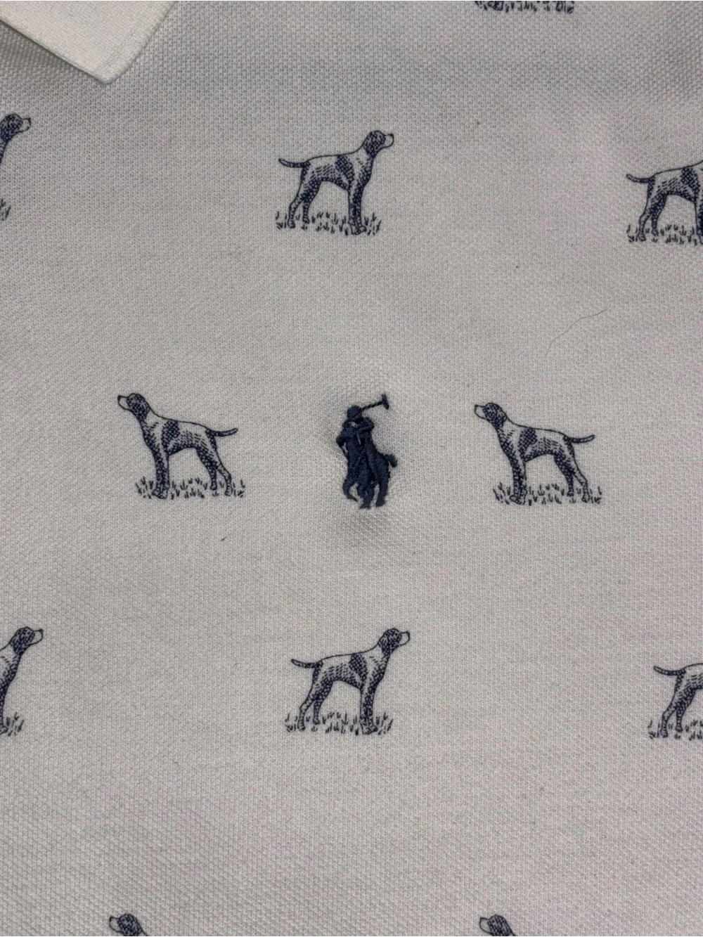 Polo by Ralph Lauren White Short-Sleeve Polo with Blue Dog Motif